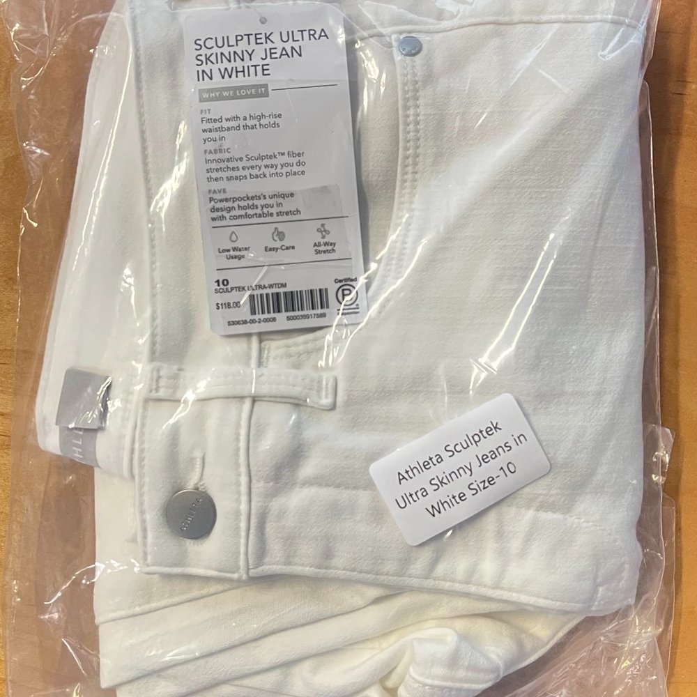 NWT! Athleta Sculptek Ultra Skinny Jeans in White Size-10 - Picture 7 of 9